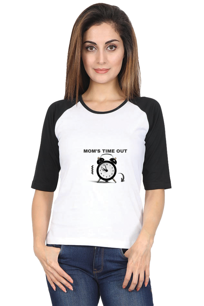 Mom's Time Out Raglan Full Sleeve T-Shirt – Perfect Holiday Wear for Busy Moms