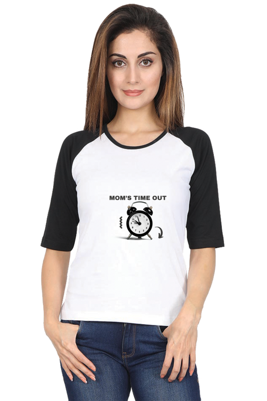 Mom's Time Out Raglan Full Sleeve T-Shirt – Perfect Holiday Wear for Busy Moms