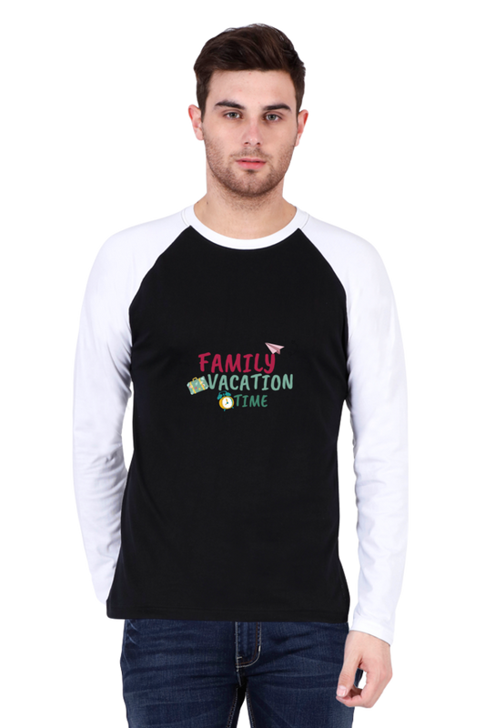 Full-Sleeve T-Shirt for Men – "Family Vacation Time" Travel-Ready Men's Wear