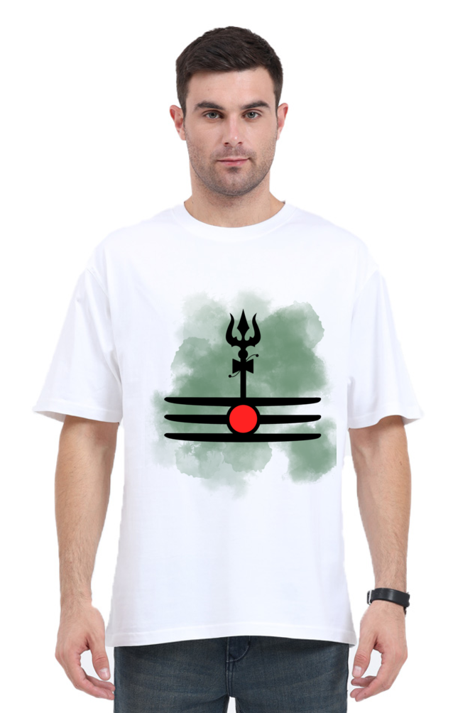 Oversized Men’s T-Shirt with Powerful Shiva Trishool & Tilak Design – Bold Spiritual Statement