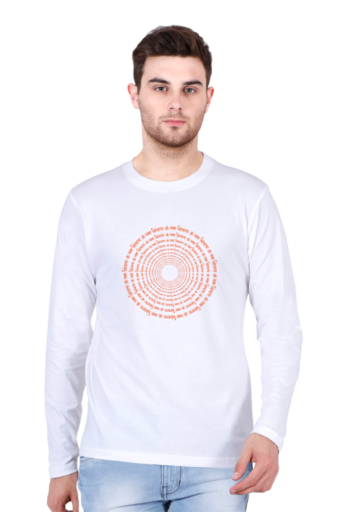 Om Nama Shivaya Men’s Full Sleeve Round Neck T-Shirt – Spiritual & Stylish