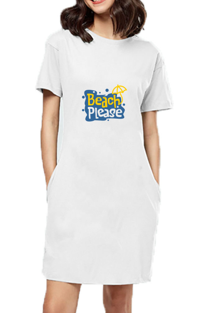 Women’s T-Shirt Dress, Beach Please – Perfect Holiday Wear for Relaxed and Ambitious Women