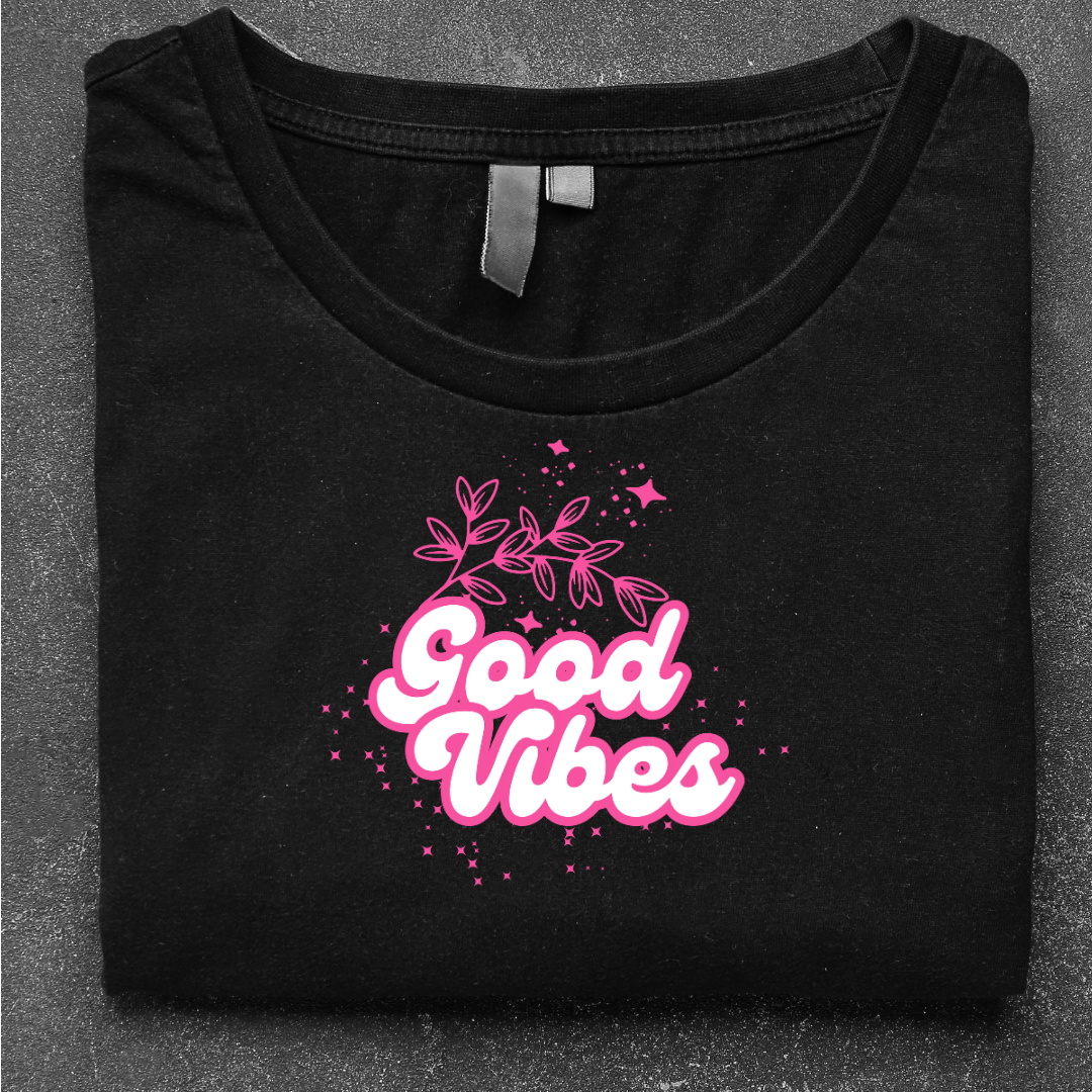 Good Vibes Women's Floral T-Shirt – Half Sleeves, Perfect for your Holiday or Casual Outing