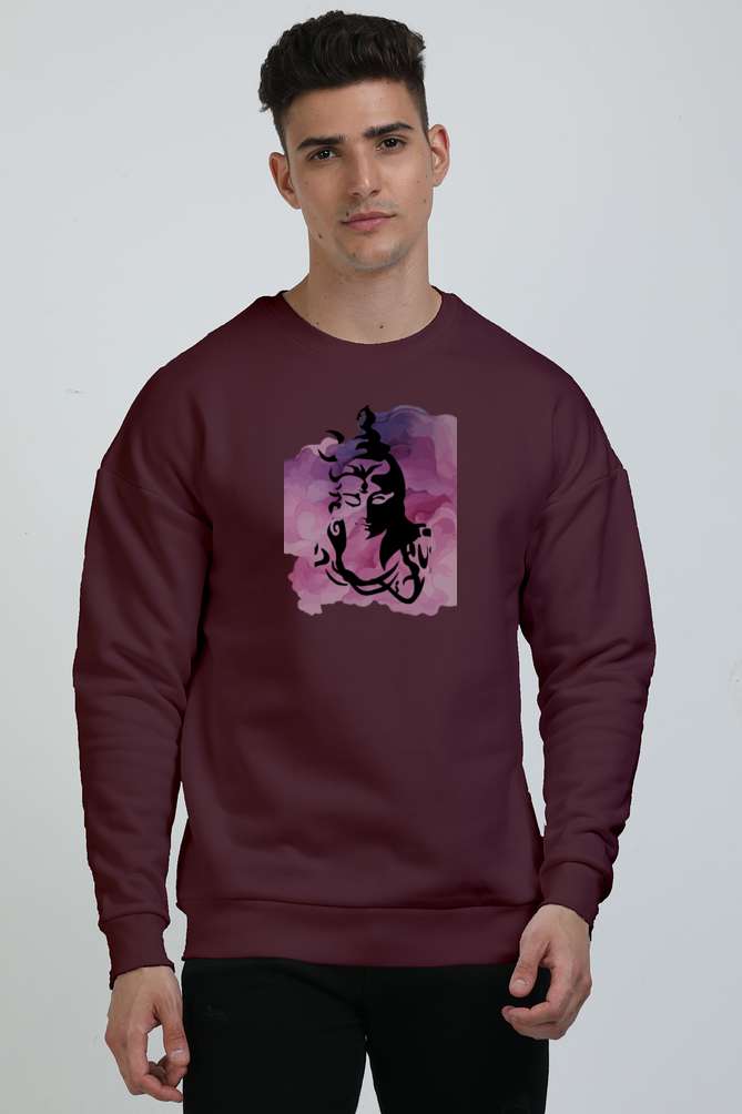 Men’s Oversized Sweatshirt with Bold Shiva Face Design – Spiritual & Stylish Winter Wear