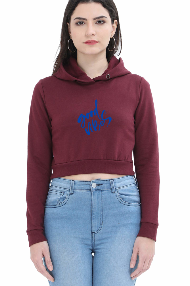 Good Vibes Women's Cropped Hoodie – Stylish Comfort for Busy Women on Holiday or Casual Outings