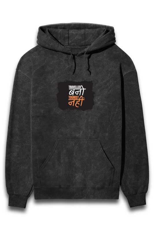 Acid-Washed Sweatshirt for Men – "Traveller Bano, Tourist Nahi" Casual Travel Wear