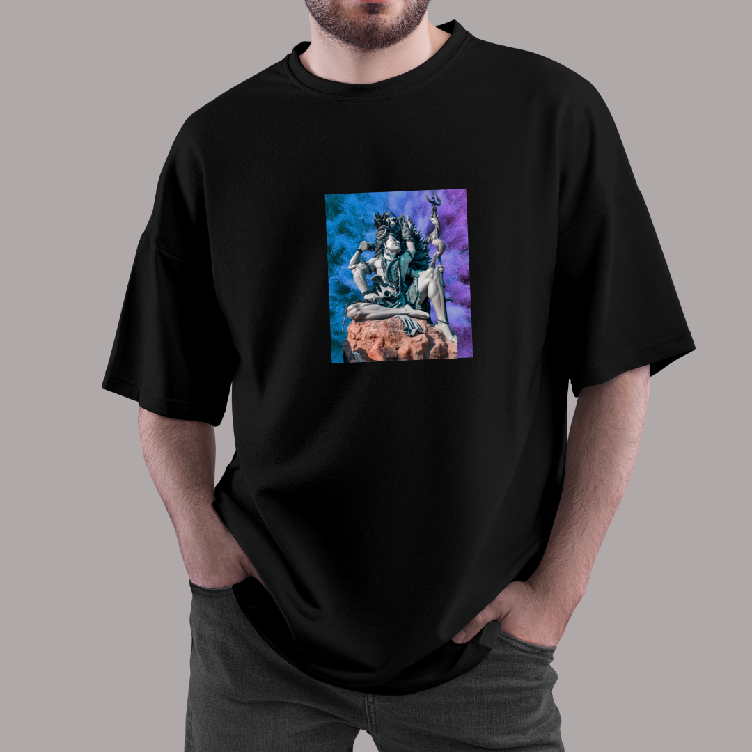 Oversize Men’s T-Shirt with Conquering Shiva Design – Bold & Powerful Style