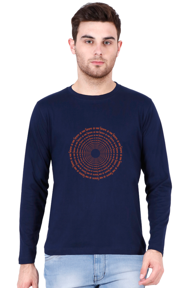 Om Nama Shivaya Men’s Full Sleeve Round Neck T-Shirt – Spiritual & Stylish