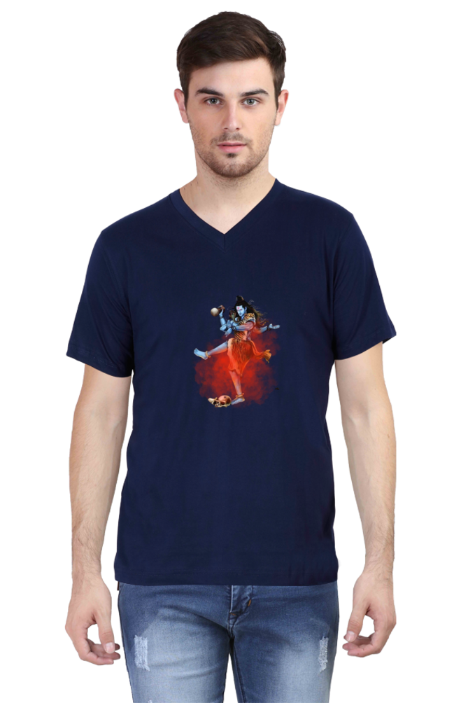 Men’s V-Neck T-Shirt with Dancing Shiva Design – Spiritual & Stylish Wear