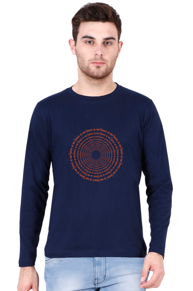 Om Nama Shivaya Men’s Full Sleeve Round Neck T-Shirt – Spiritual & Stylish