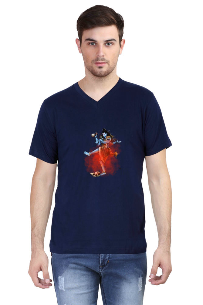 Men’s V-Neck T-Shirt with Dancing Shiva Design – Spiritual & Stylish Wear