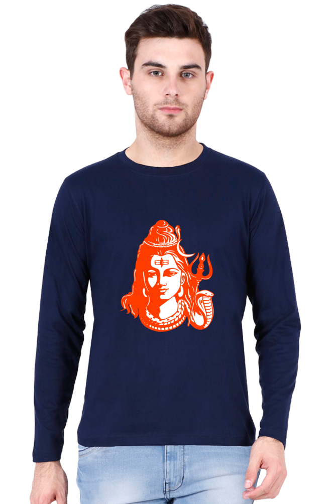 Lord Shiva Men’s Full Sleeve Round Neck T-Shirt – Spiritual Iconic Design