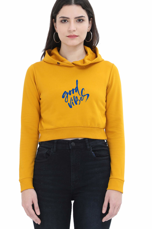 Good Vibes Women's Cropped Hoodie – Stylish Comfort for Busy Women on Holiday or Casual Outings