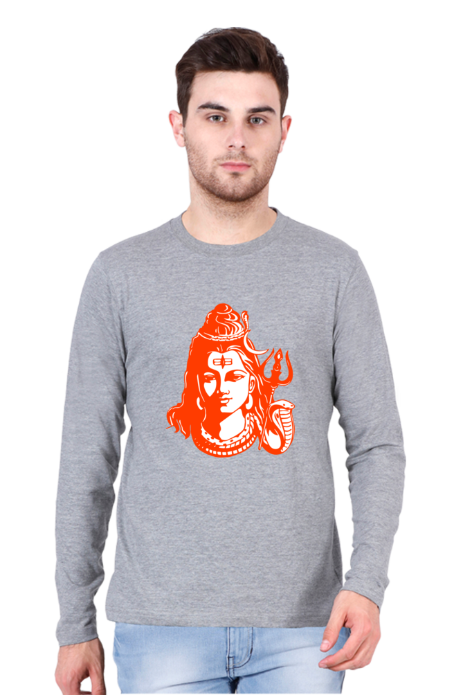 Lord Shiva Men’s Full Sleeve Round Neck T-Shirt – Spiritual Iconic Design