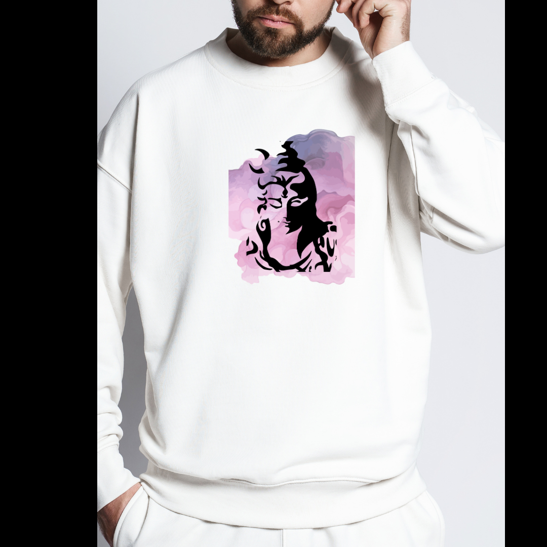 Men’s Oversized Sweatshirt with Bold Shiva Face Design – Spiritual & Stylish Winter Wear