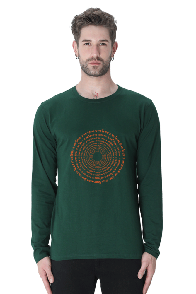 Om Nama Shivaya Men’s Full Sleeve Round Neck T-Shirt – Spiritual & Stylish