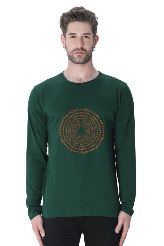 Om Nama Shivaya Men’s Full Sleeve Round Neck T-Shirt – Spiritual & Stylish